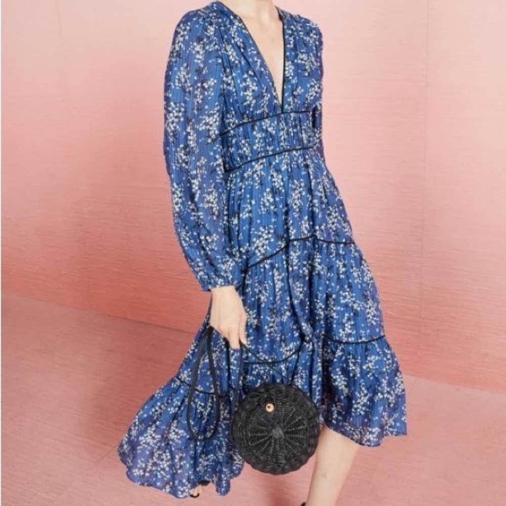 Ulla Johnson Joan cotton silk dress in cornflower